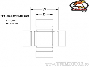 Universal joint - front driveshaft (inner) - to differential - 19-1005 - All Balls