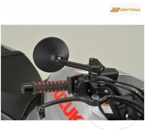 Universal round mirror Daytona black color handlebar mount - JM