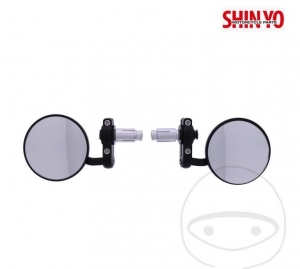 Universal round mirror set Shin Yo black color mount on handlebar end - JM