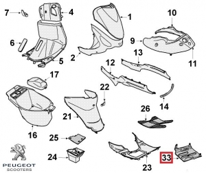 Untere Verkleidung (Schutzblech) Originalboden - schwarz - Peugeot Vclic / Vclic Evolution 4T 50cc - Peugeot