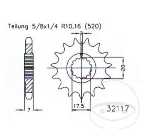 Voorste tandwiel Esjot - 11 tanden (stap 520) - Suzuki LT-Z 90 Quadsport ('16-'29) - JM