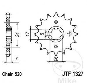 Voorste tandwiel JTF1327.15 (stap 520) - JM