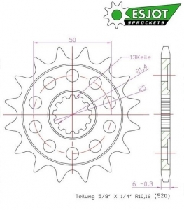 Vorderes Ritzel 13 Zähne Kettenmaß 520 - Kawasaki KX 250 / ER-6F / Vulcan 650 / Suzuki / Yamaha TZR 250 / WR / YFZ 426-450cc -