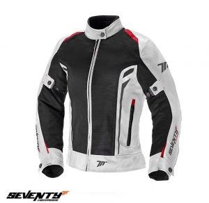 Women's Touring Motorcycle Jacket Seventy model SD-JT36 color: white/red - White/red, XL