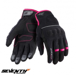 Women's Urban Summer Gloves Seventy model SD-C56 black/pink - touch screen fingers - Black/pink, M (8 cm)