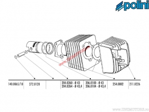 Zestaw cylindra (średnica 43mm / 63cc / śruba tłoka 10mm) - 140.0065/10ST - Polini