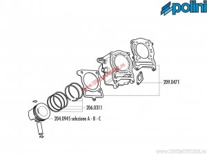 Zestaw uszczelek cylindra (średnica 63 mm) - MBK Cityliner 125 4V E3 / Yamaha X City 125 4V E3 - Polini