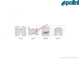 Zylinder-Set (Durchmesser 47,6mm / 69,94cc) - 140.0207 - Derbi GP1 Open / Gilera DNA / Runner / Piaggio NRG / Zip SP 2T - Polini