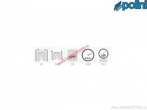 Zylinder-Set (Durchmesser 63mm / 170cc) - Benelli Velvet Eco 125 H2O 4T E1 ('99-'01) / MBK Thunder 150 H2O 4T E1 ('01-'02) - Pol