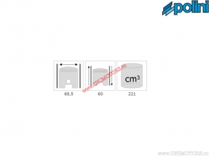 Zylinder-Set (Durchmesser 68,5mm / 221cc) - 140.0084 - Vespa Cosa 200 / PX 200 / Rally 200 2T AC - Polini