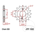 Εμπρόσθιο πινιόν JTF1322.15 (βήμα 520) - Honda TRX 400 EX / XR 400 R / Mash Cafe Racer 400 ie / Mash Von Dutc