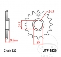 Εμπρόσθιο πινιόν JTF1539.14 (βήμα 520) - Kawasaki Ninja 400 G / G KRT / S1 250 / Z 250 SL / 300 A / B / 400 D