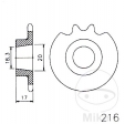 Μπροστινό πινιόν Esjot - 15 δόντια (βήμα 420) - Hercules RX-9 80 LC / Ultra 80 AC / AC Chopper-RS / LC 