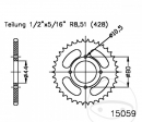 Πίνακας πίσω Esjot μαύρος - 30 δόντια (βήμα 428) - Masai A 50 XL / Rex Rex 50 Quad / SMC/Barossa Pyth