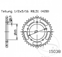 Πίνακας πίσω Esjot μαύρος - 60 δόντια (βήμα 428) - Hercules ZX 50 / Sachs ZX 125 2T - ZX 50 / ZZ 125 