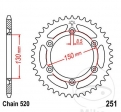 Πίνακας πίσω JTR251.46 (βήμα 520) - Yamaha WR 250 F - F GP / WR 400 F / WR 426 F / WR 450 F - F GP / YZ 125 - Mon