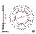 Πίνακας πίσω JTR461.50 (βήμα 420) - Kawasaki KX 80 G-L-R-T-W / KX 85 A-B-I C-II D - JM