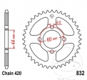 Πίνακας πίσω JTR832.32 (βήμα 420) - Yamaha DT 50 MX - M - R / DT 80 MX / FS1 50- DX / 80 DX / FS1G 50 - DX / RD 5