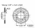 Πίσω γρανάζι Esjot μαύρο - 48 δόντια (βήμα 420) - Gilera GSM 50 ( '02-'03) - JM