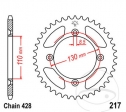 Πίσω πινιόν JTR217.52 (βήμα 428) - Honda CR 80 R / 80 RB 19 ίντσες / 85 R / 85 RB 19 ίντσες - JM