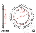 Заден пиньон JTR300.48 (стъпка 525) - Yamaha TDM 900 - A ABS / TRX 850 / Honda XL 600 V Transalp - V Transalp /