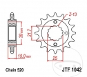 Преден пиньон JTF1042.16 (стъпка 520) - Kymco KXR 250 Sport / Offroad / Onroad / Maxxer 300 Offroad / 300 S On