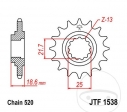 Преден пиньон JTF1538.13 (стъпка 520) - Kawasaki KFX 50 B / Z 750 J / L / M / R / S / Z 750 S / Z 800 A / B / 