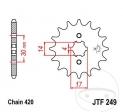 Преден пиньон JTF249.13 (стъпка 420) - Kawasaki AE 80 A / AR 50 A / AR 80 A / KLX 110 A / C / R / Suzuki DR-Z 