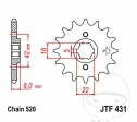 Преден пиньон JTF431.12 (стъпка 520) - Suzuki PE 250 / PE 400 / RM 250 / RM 400 / RM 465 - JM