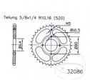 Achtertandwiel Esjot zwart - 28 tanden (stap 520) - Adly/Herchee ATV 150 S Sport - U Utility / Crossover 150 - Boost - JM