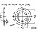 Achtertandwiel Esjot zwart - 35 tanden (428 pitch) - Aeon Cobra 50 2WD / Revo 100 W 2WD / Revo 50 Mini Kolt 2WD - JM