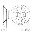 Achtertandwiel Esjot zwart - 45 tanden (stap 415) - Zündapp ZD 40 50 - ZD 50 25 TS / ZE 40 50 / ZL - ZS 25 25 / C 50 Sport - JM