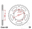 Achtertandwiel JTR24.50 (stap 420) - Keeway TX 50 SM X-Ray / KSR-Moto TR 50 SM - Competitie - Eén - X - Competitie - JM