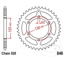 Achtertandwiel JTR846.41 (stap 520) - Yamaha TDR 250 / TZR 250 / XJR 400 / XJR 400 R / XJR 400 R2 / XJR 400 S - JM