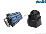 Air filter (100mm / 80mm / 32mm, right angle) - black / blue - Polini