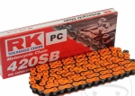 Cadena estándar RK naranja neón OR420 SB / 126 - Aprilia MX 50 / RX 50 6 velocidades / Honda CRF 150 R 17/14 pulgadas / NSR 50