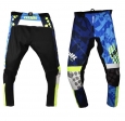 Calças de motocicleta cross-enduro Unik Racing modelo MX01 cor: azul / verde fluorescente