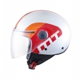 Casco abierto de motocicleta MT Street Metro blanco/rojo/naranja brillante - Blanco/rojo/naranja brillante, XS (53/54cm)