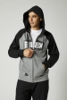 Casual Hooded Sweatshirt with Fox Emblem Zip Raglan Fleece [Grey]: Size - XL