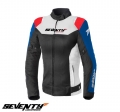 Chaqueta de moto de verano para mujer modelo Seventy SD-JR50 color: negro/rojo/azul - Negro/rojo/azul, M (57/58cm)