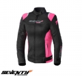 Chaqueta de moto de verano para mujer modelo Seventy SD-JR50 color: negro/rosa - Negro/rosa, XL (61/62cm)