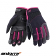 Dames motorhandschoenen Urban zomer Seventy model SD-C50 zwart/roze - tactiele vingers - Zwart/roze, M (8 cm)