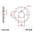 Előtengely JTF518.13 (lépés 630) - Suzuki GSX 1100 EF / ES / EX / L / S / GSX 750 E / EG / L / S / Kawasaki Z 650 F / 750 E -