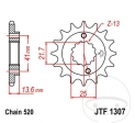 Előtengelyes fogaskerék JTF1307.15 (520-es lépés) - Honda XR 650 R / Kawasaki ZX-6R 600 G / H / J / ZX-6R 636 A / B / C / ZX