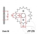 Előtengelyes fogaskerék JTF278.14 (530 lépés) - Honda CB 250 K / G / N Euro / T Twin / CB 350 F / K / CB 360 G / CB 400 A / 