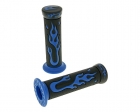 Flame Handlebar Grips Set (black / blue) - TNT