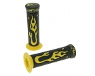 Flame handlebar grips set (black / yellow) - TNT