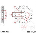 Front pinion JTF1129.13 (pitch 420) - Derbi Variant 50 Revolution / Gas Gas MC 65 / Gilera RCR 50 Enduro / SMT 50 - JM