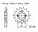 Front Sprocket Esjot - 16 teeth (pitch 520) - Goes G 225 S / G 300 S / G 350 S / G 400 SM / SYM Quad Lander 200 / Lander 250 - J