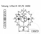 Front sprocket Esjot - 19 teeth (step 420) - E-Ton RXL 50 Viper ('03-'07) - JM